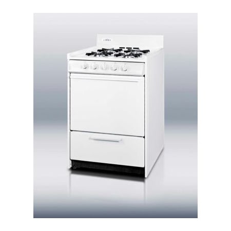 Summit Appliance Div. Summit-Range, Gas, 4 Burners, 2.5 Cu. Ft., Battery Start, White, 24" x 20" x 40" WNM110P